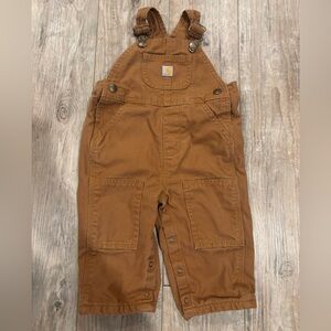 Carhartt Kids Plaid Insulated Overalls in Classic Tan 12 Months